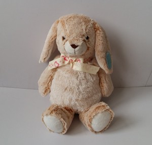 JH-9892B Plush Bunny in Light Beige color with Bow
