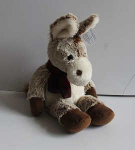 JH-9933D  Plush Donkey with Scarf in Light Brown color