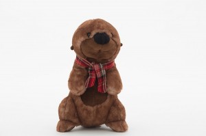 JH-9951D Plush Marmot in Brown color with scarf
