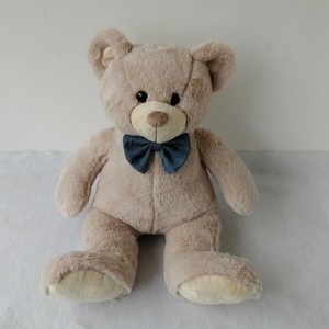 JH-1092B-3 Plush Bear in light brown color with Blue bow