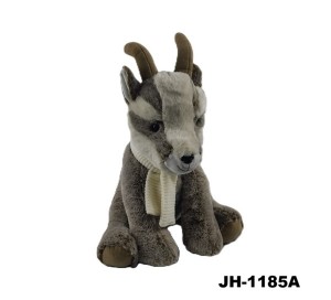 JH-1185A Plush Goat with scarf in Light Brown color