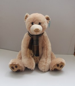 JH-9908B Plush Polar bear in Light Brown color with scarf