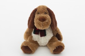 JH-9871A Plush Dog with scarf  in Brown color