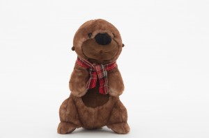 JH-9951D Plush Marmot with scarf in Dark Brown color