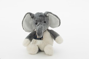 JH-1001A Plush Elephant with scarf Sitting position in Grey color