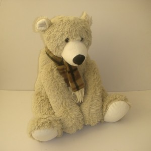 JH-9847C Plush Polar Bear with Scarf in Light Grey color