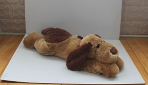 JH-9872A Plush Lying dog in brown color with Scarf