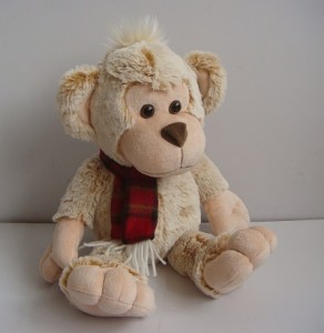 JH-9868B Plush Monkey with scarf in Cream color