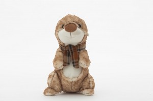 JH-9951C Plush Marmot in Light Brown color with scarf
