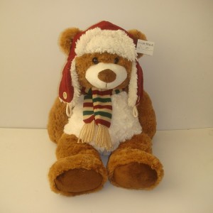JH-9840A Plush Bear with hat in Brown color