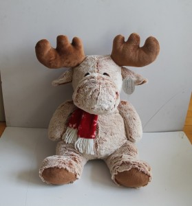 JH-9925C Plush Moose in Light Brown color with Scarf