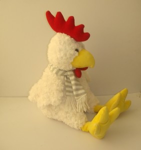 JH-9852D Plush Chick in White color with scarf