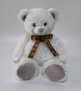 JH-9959E-3 Plush bear with bow in White color