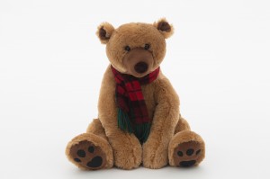 JH-9908A Plush Polar Bear with scarf in Brown color
