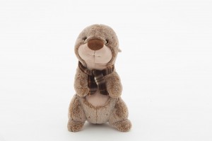 JH-9951B Plush Marmot in Light Brown color with scarf