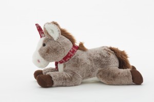 JH-9952C Plush Lying Unicorn with scarf in Light Brown color