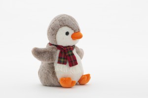 JH-9958A Plush Penguin with scarf in Light Brown color