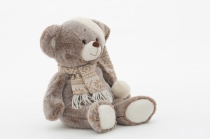 JH-9959A Plush Bear with hat and scarf in Light Brown color