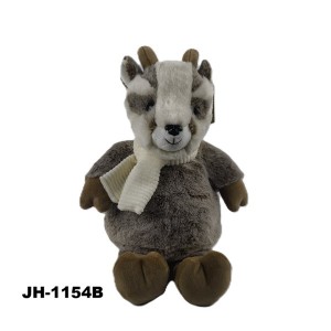 JH-1154B Plush Goat with scarf in Brown color