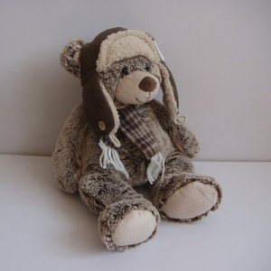 JH-9864D Plush Bear with Hat and scarf sitting position in Brown color