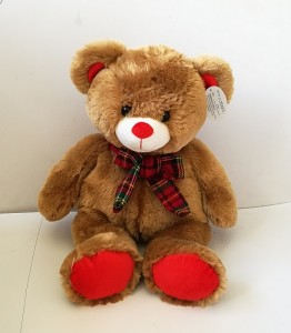JH-9943C Plush Bear with Bow in Brown color