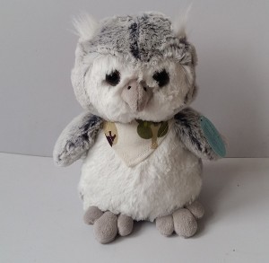 JH-9891A Plush Owl in Light Grey color with Scarf