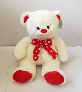 JH-9943A Plush Bear with Bow in Light Biege color