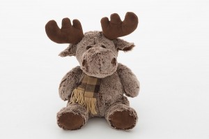 JH-9925D Plush Moose in Brown color with Scarf