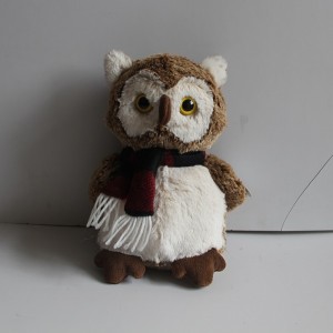 JH-9936C  Plush Owl with Scarf Dark in Brown color
