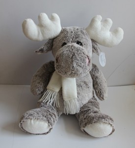 JH-9925A Plush Moose in Grey color with Scarf