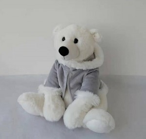 JH-1085A-1 Plush polar Bear in White color with Grey clothes