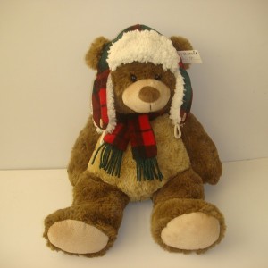 JH-9840D Plush Bear with hat in Brown color