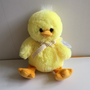 JH-9894A1 Plush Duck in Light yellow color with Bow