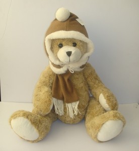 JH-9841C Plush Bear in Light Brown color with Light Brown hat