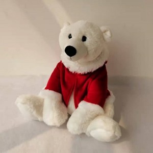 JH-1085A-2 Plush polar Bear in White color with Red clothes